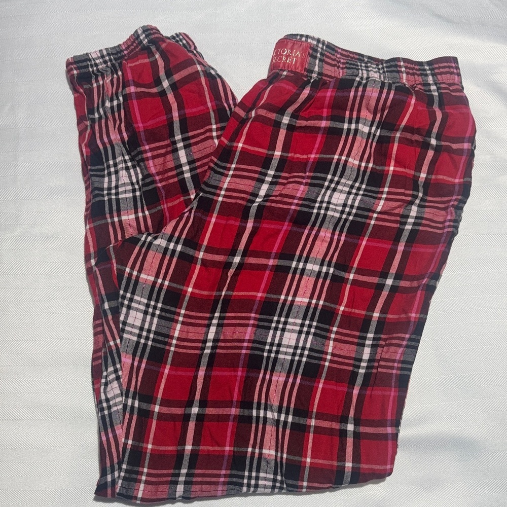 Victoria's Secret Red and Black Plaid Men’s Lounge Pants